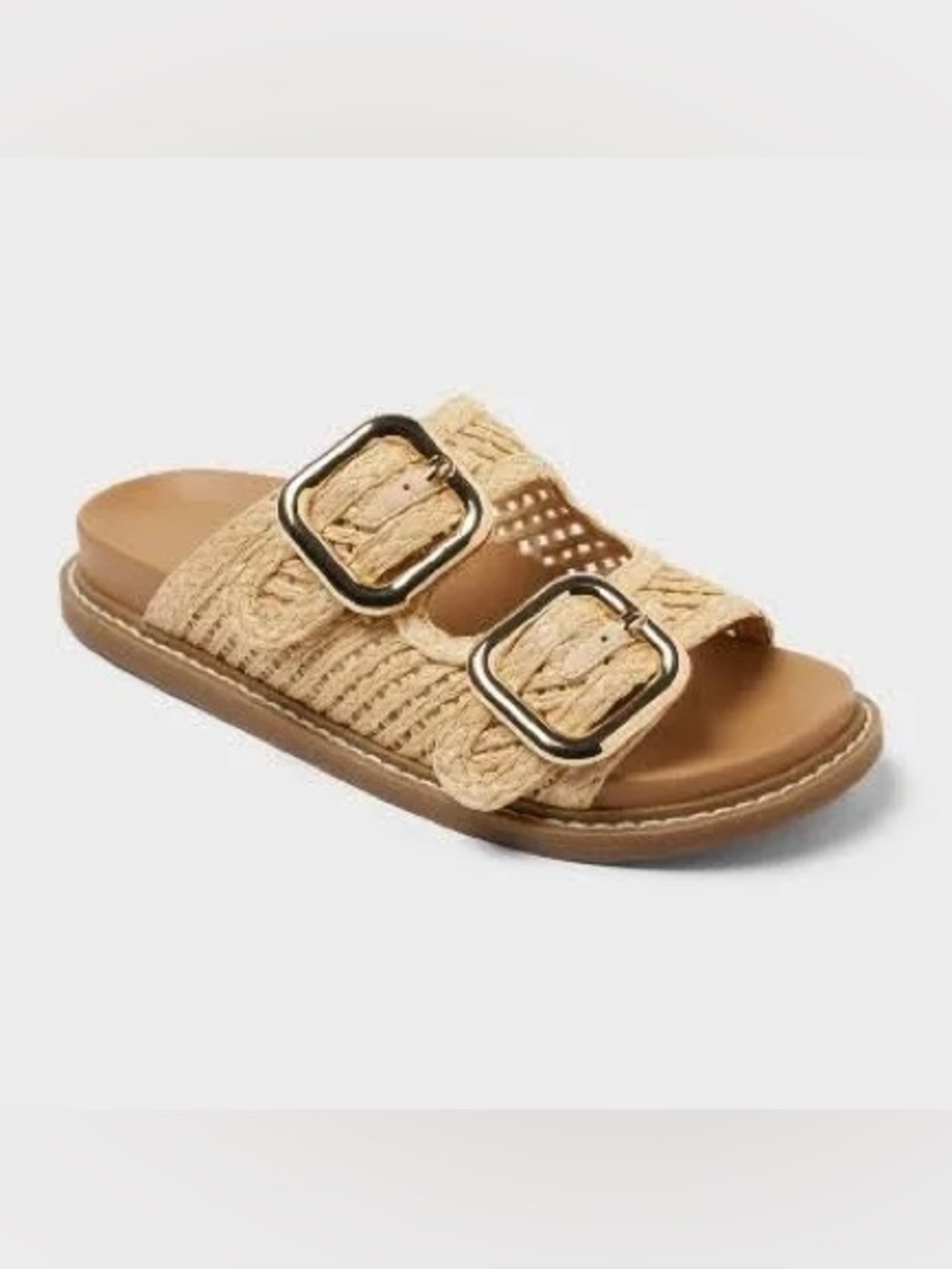Woven Buckle Slide Sandals